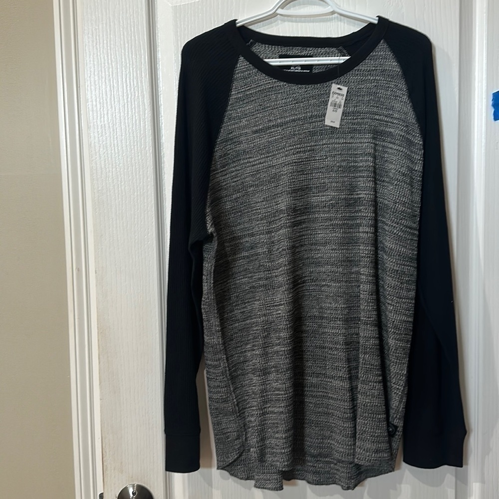 Express men’s waffle, Sz  XL long sleeve, black, and gray crewneck shirt NWTl
